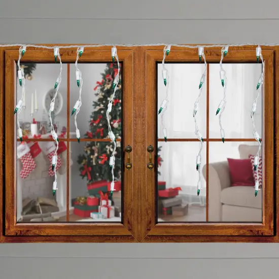 Northlight Mini Incandescent Icicle Christmas Lights - Green - 3.5' White Wire - 100ct {3}