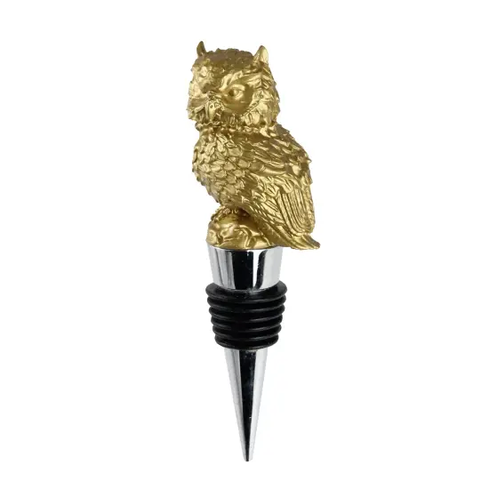 Wild Eye 4.75" Woodland Handcrafted Gold Owl Stainless Steel Wine Bottle Stopper Silver {3}