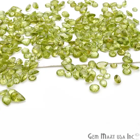 Peridot Gemstone, 100% Natural Faceted Loose Gems, August Birthstone, 6-12mm,50 Carats, GemMartUSA (PT-60001-50) {5}