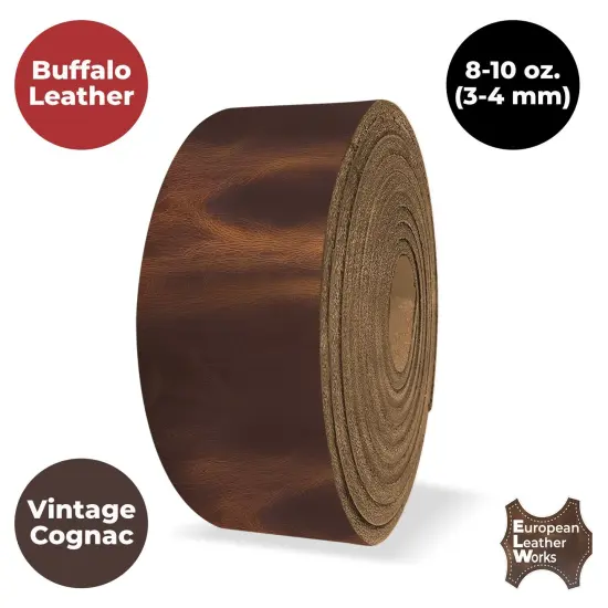 European Leather Works - Buffalo Belt Blanks 8-10 oz (3-4mm) 50" Length Full Grain Leather Belt Straps/Strips for Tooling, Holsters {2}