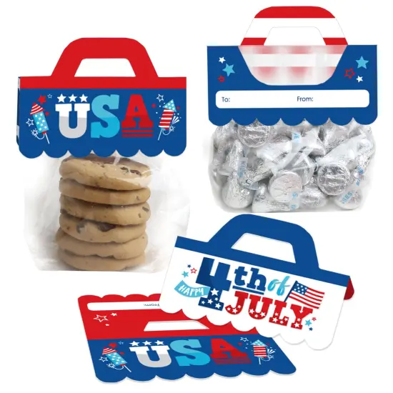 Big Dot of Happiness Firecracker 4th of July - DIY Red, White and Royal Blue Party Clear Goodie Favor Bag Labels - Candy Bags with Toppers - Set of 24 {1}