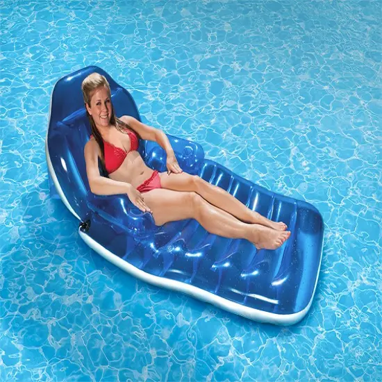 Swim Central 80" Inflatable Transparent Blue Adjustable Swimming Pool Lounger {3}