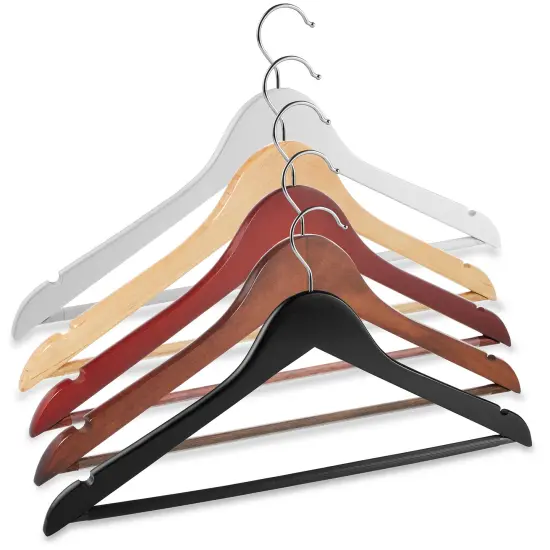 Casafield - 20 Wooden Suit Hangers - Premium Lotus Wood with Notches & Chrome Swivel Hook for Dress Clothes, Coats, Jackets, Pants, Shirts, Skirts {7}