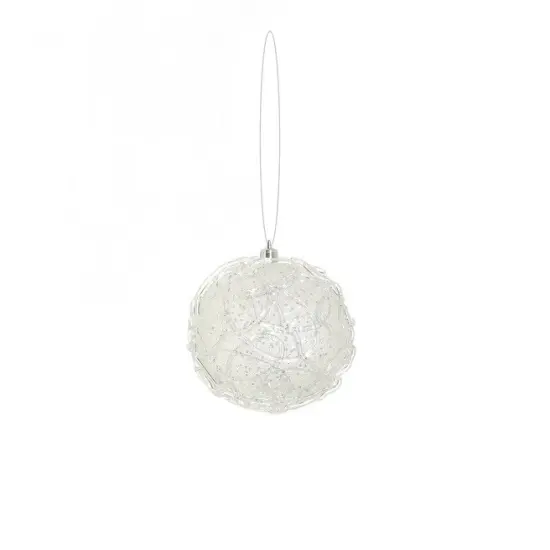 Select Artificials Glittered Clear and Silver Shatterproof Christmas Ball Ornament 4" (100mm) {1}