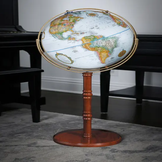 The Edinburgh II 16" Diameter Floor Standing Blue Ocean World Globe {2}