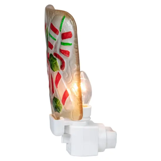 Northlight Candy Canes and Holly Glass Christmas Night Light - 4" White {3}