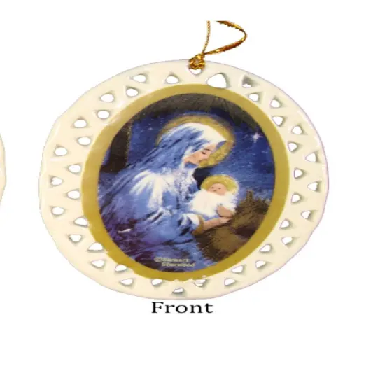 CC Christmas Decor Club Pack of 192 Ivory and Blue Jesus with Holy Mary Christmas Ornaments 3.75" {3}