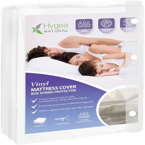Hygea Natural 6 Gauge Vinyl Bed Bug Mattress/Box Spring Cover- California Long Twin Size 36"x84"x9" {1}