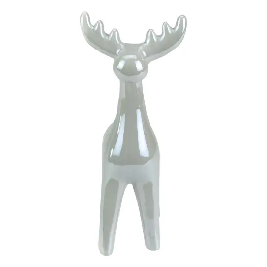 Northlight Shiny Ceramic Reindeer Christmas Figure - 7" - Grey Gray {3}