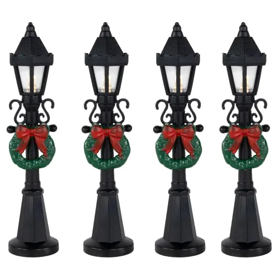 Northlight Set of 4 Lighted Street Lamps Christmas Village Display Pieces - 4.75" Brown {1}