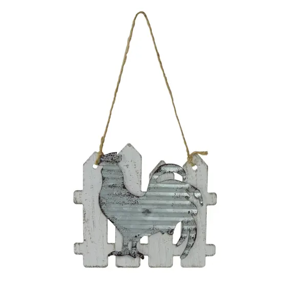Northlight 4" Country Rustic Rooster and White Picket Fence Christmas Ornament {3}