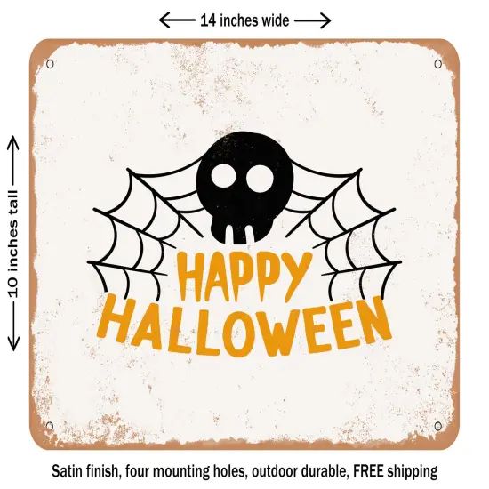 DECORATIVE METAL SIGN - Happy Halloween - 6 - Vintage Rusty Look {1}