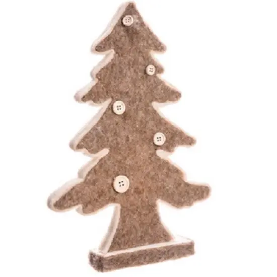 Allstate Buttoned Christmas Tree Decoration - 12" - Beige and Brown {1}