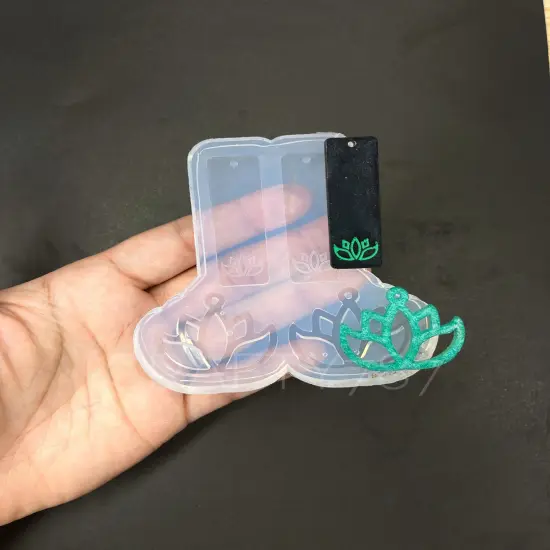 Lotus Dangle Earring Silicone Mold (C13) {3}