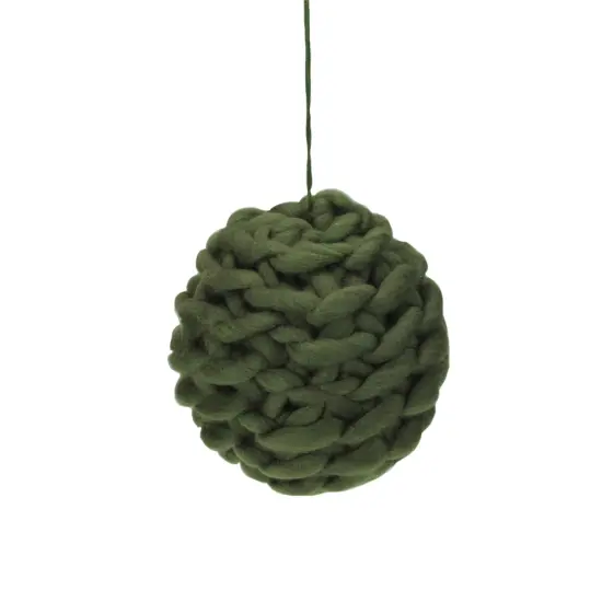 Allstate Olive Green Knit Hanging Shatterproof Christmas Ball Ornament 7" (175mm) {1}