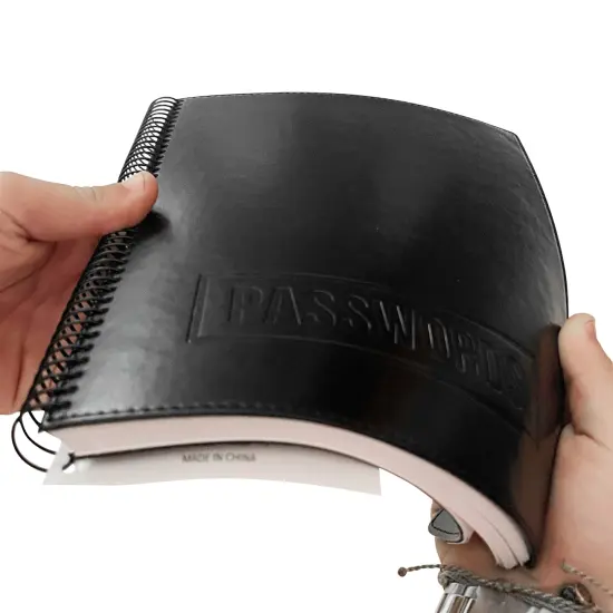 RE-FOCUS THE CREATIVE OFFICE, Executive Black Password Keeper Book, Flexible Faux-Leather Cover {3}