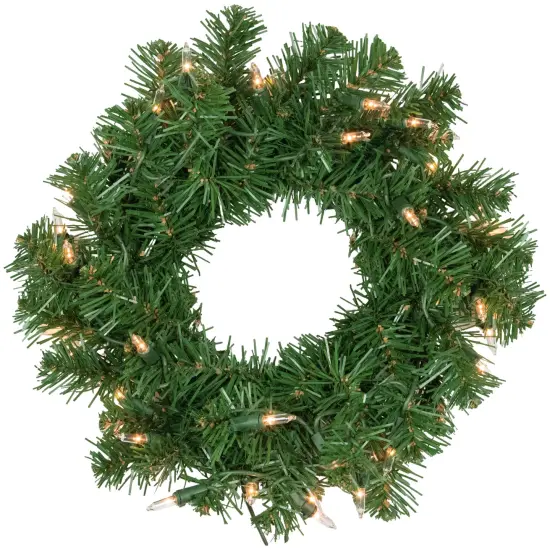 Northlight Pre-Lit Deluxe Dorchester Pine Artificial Christmas Wreath - 10" - Clear Lights Green {1}