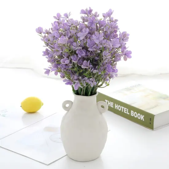 Grand Verde Myosotis Artificial Flowers Real Touch Plastic Faux Bouquets Fake Floral Greenery Stems - 10pcs Bulk Violet {10}