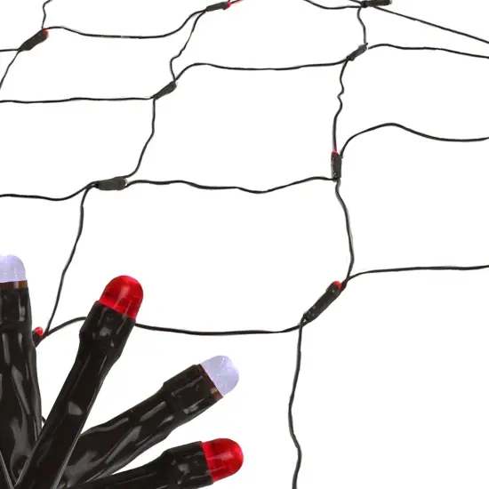 Northlight LED Net Style Tree Trunk Wrap Christmas Lights - 2&rsquo; x 8&rsquo; - Red and White - Brown Wire {1}