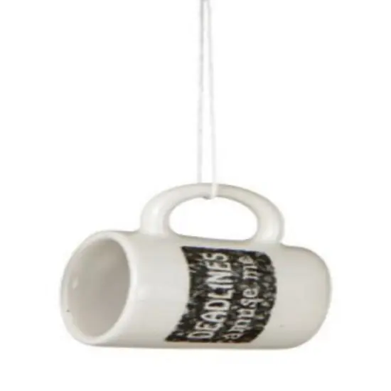 Midwest Black and White "Deadlines Amuse Me" Workplace Humor Mug Christmas Ornament 2.25" {1}