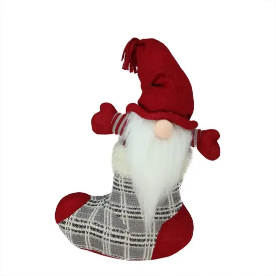 Northlight 14.5" Red and Gray Tristan Gnome Christmas Stocking Tabletop Figurine {1}