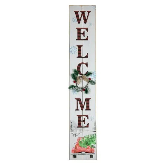 Northlight 31.75" LED Lighted Welcome Sign with Truck Christmas Sign White {1}