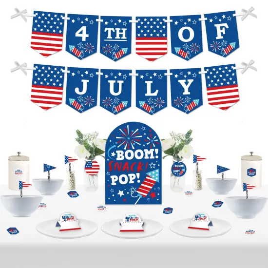 Big Dot of Happiness Firecracker 4th of July - DIY Red, White and Royal Blue Party Signs - Snack Bar Decorations Kit - 50 Pieces {1}