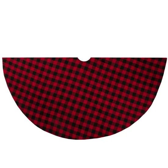 Northlight 48" Red and Black Buffalo Plaid Christmas Tree Skirt {1}