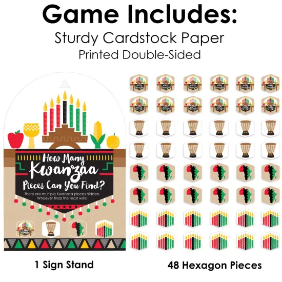 Big Dot of Happiness Happy Kwanzaa Heritage Holiday Party Scavenger Hunt - 1 Stand and 48 Game Pieces - Hide and Find Game {6}