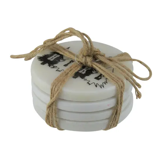 Wild Eye Set of 4 Black and White Wilderness Rustic Coasters with Cork Backing 4&rdquo; Off White {3}