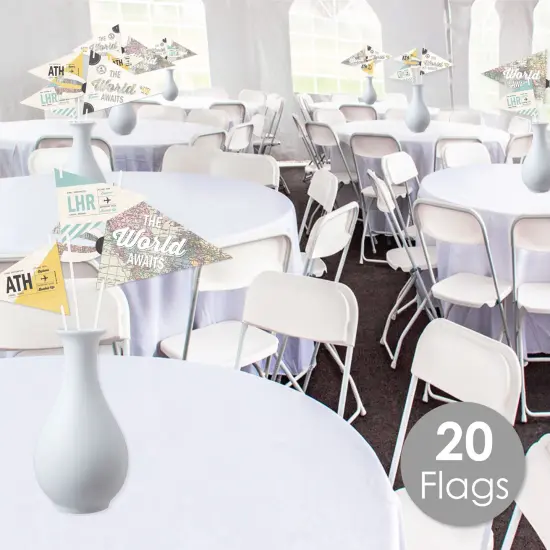 Big Dot of Happiness World Awaits - Triangle Travel Themed Party Photo Props - Pennant Flag Centerpieces - Set of 20 {3}