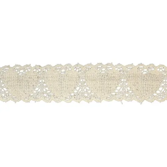 Belagio Cotton Cluny Lace Trim, 1.5" Wide, Heart Design, Ivory, 25-Yard Bolt {1}