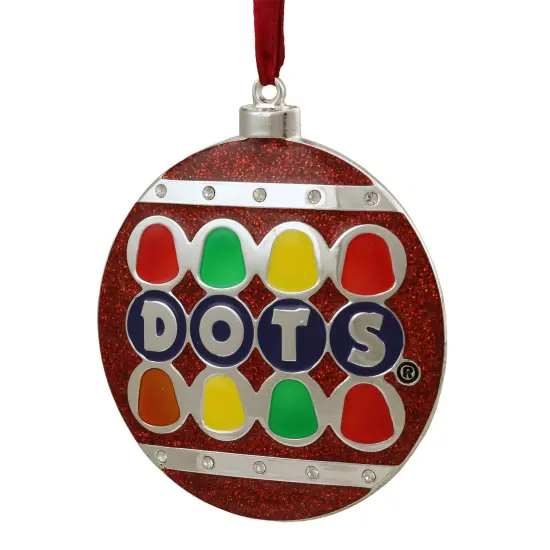 Northlight 3.5" Silver Plated Dots Candy Logo Christmas Ornament with European Crystals Red {1}