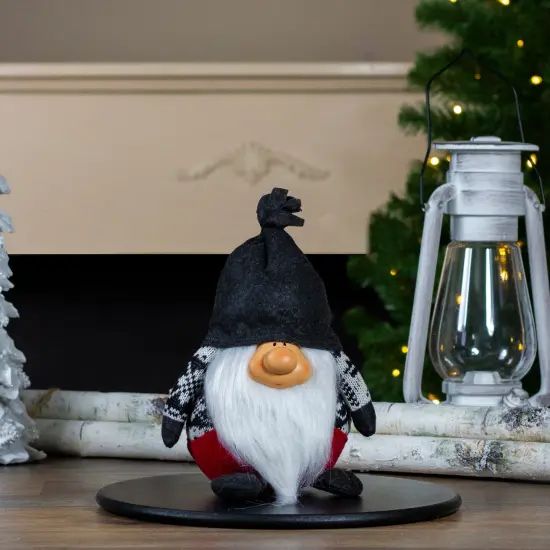 Northlight Smiling Gnome Christmas Figure - 9.5" - Charcoal Gray {3}