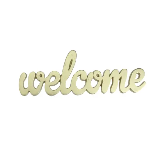 Roman 9" Elegant Indoor Shimmering Gold Tone Cursive "Welcome" Cut-Out Decoration {1}