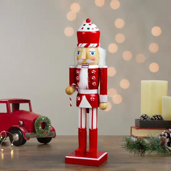 Northlight 14" Red and White Wooden Candy Cane King Christmas Nutcracker {3}