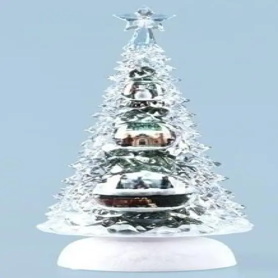 Roman LED Lighted Rotating Musical Icy Christmas Tree Decoration - 11.5" - White Clear {1}