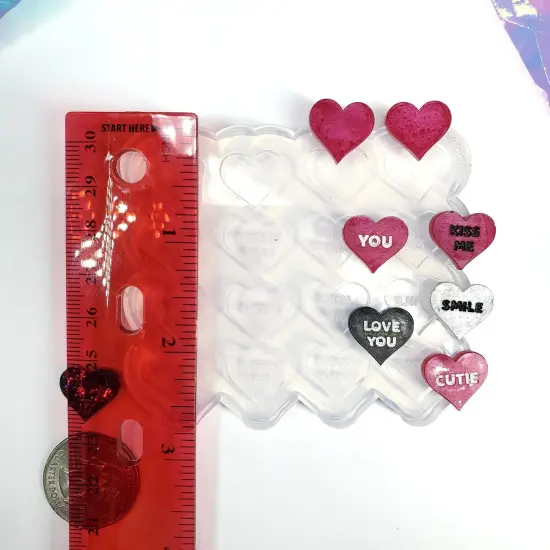 Heart Candy Studs Silicone Mold Palette 8 Pairs Valentine (D4) {5}