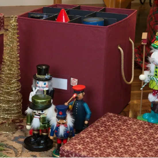 Northlight 14" Burgundy and Gold Holiday Collectibles Storage Box Red {1}