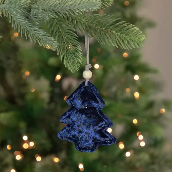Northlight Cheetah Print Velvet Tree Christmas Ornament - 4" - Blue and Black {3}
