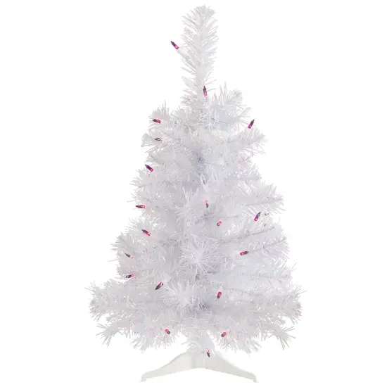 Northlight Pre-Lit Medium Rockport White Pine Artificial Christmas Tree - 2' - Purple Lights {3}