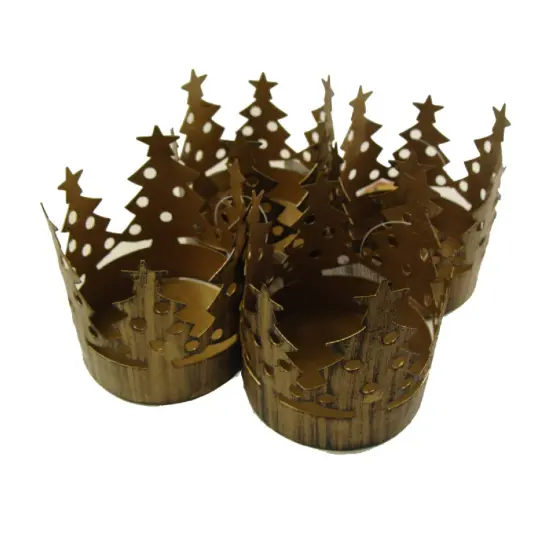 CC Christmas Decor 72 Bronze Christmas Tree Pillar Candle Holders 3.75" {1}