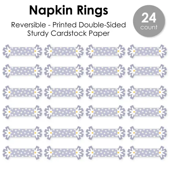 Big Dot of Happiness Purple Daisy Flowers - Floral Party Paper Napkin Holder - Napkin Rings - Set of 24 {7}