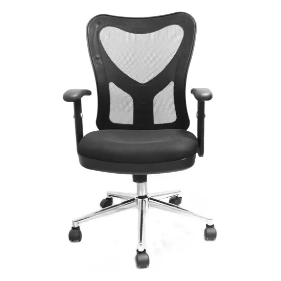 Techni Office Solutions 3' Black and Metallic Silver High Back Mesh Office Chair With Chrome Base {3}