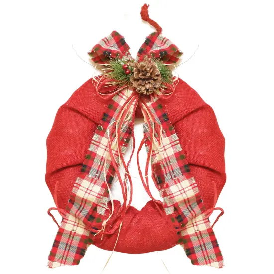 Northlight Red Plaid Bow and Pine Accents Artificial Christmas Wreath - 13-Inch, Unlit {1}
