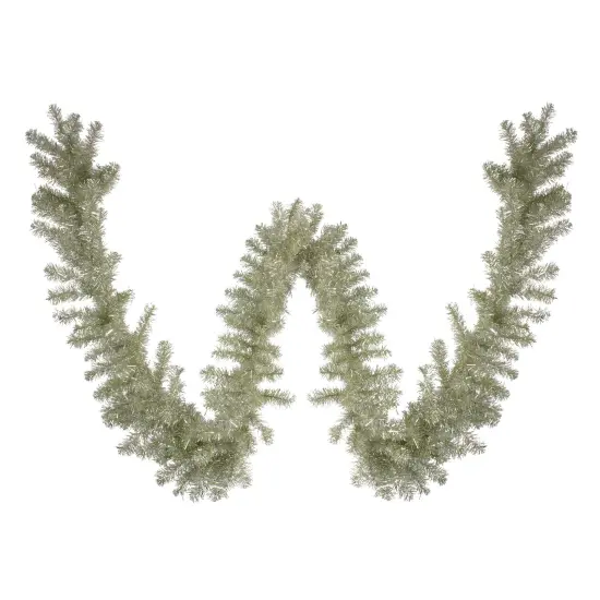 Northlight Pre-lit Metallic Artificial Christmas Tinsel Garland - 9' x 12" - Sterling Silver - Clear Lights {1}