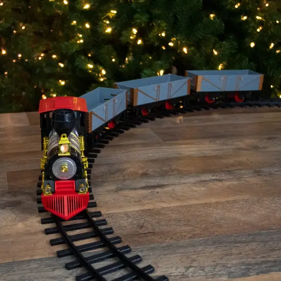 Northlight 20-Piece Battery Operated Red and Gold Animated Classic Christmas Train Set with Sound Silver {3}