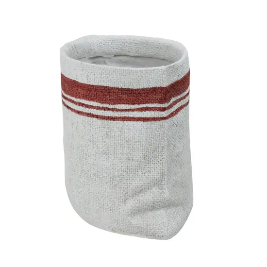 Allstate 8" White and Red Sack with Stripes Christmas Potted Plant Holder {3}