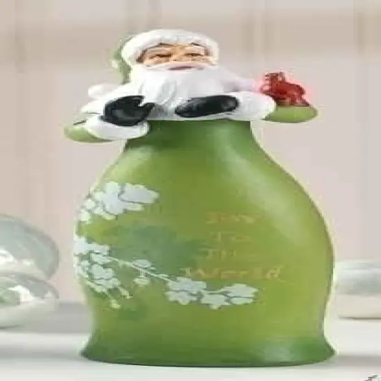 Roman 8.25" Green and White Santa Claus with Cardinal Bird Christmas Figurine {1}