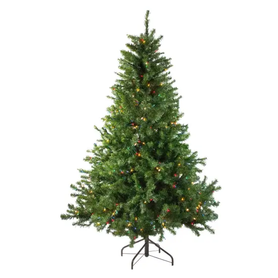Northlight Pre-Lit Medium Canadian Pine Artificial Christmas Tree - 6' - Multicolor Lights Green {1}